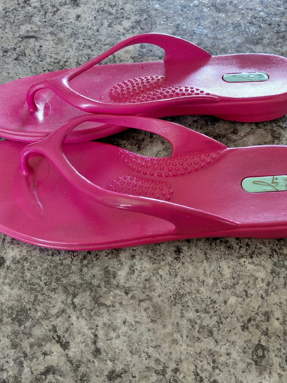 OKA b. Hot Pink Thong Massaging Sandals